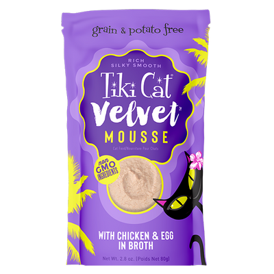 Tiki Cat Velvet Mousse, Chicken And Egg In Broth Recipe 2.8-oz Pouch, Wet Cat Food