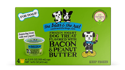 The Bear And The Rat Frozen Yogurt For Dogs And Cats, Bacon And Peanut Butter Recipe, 4-pk