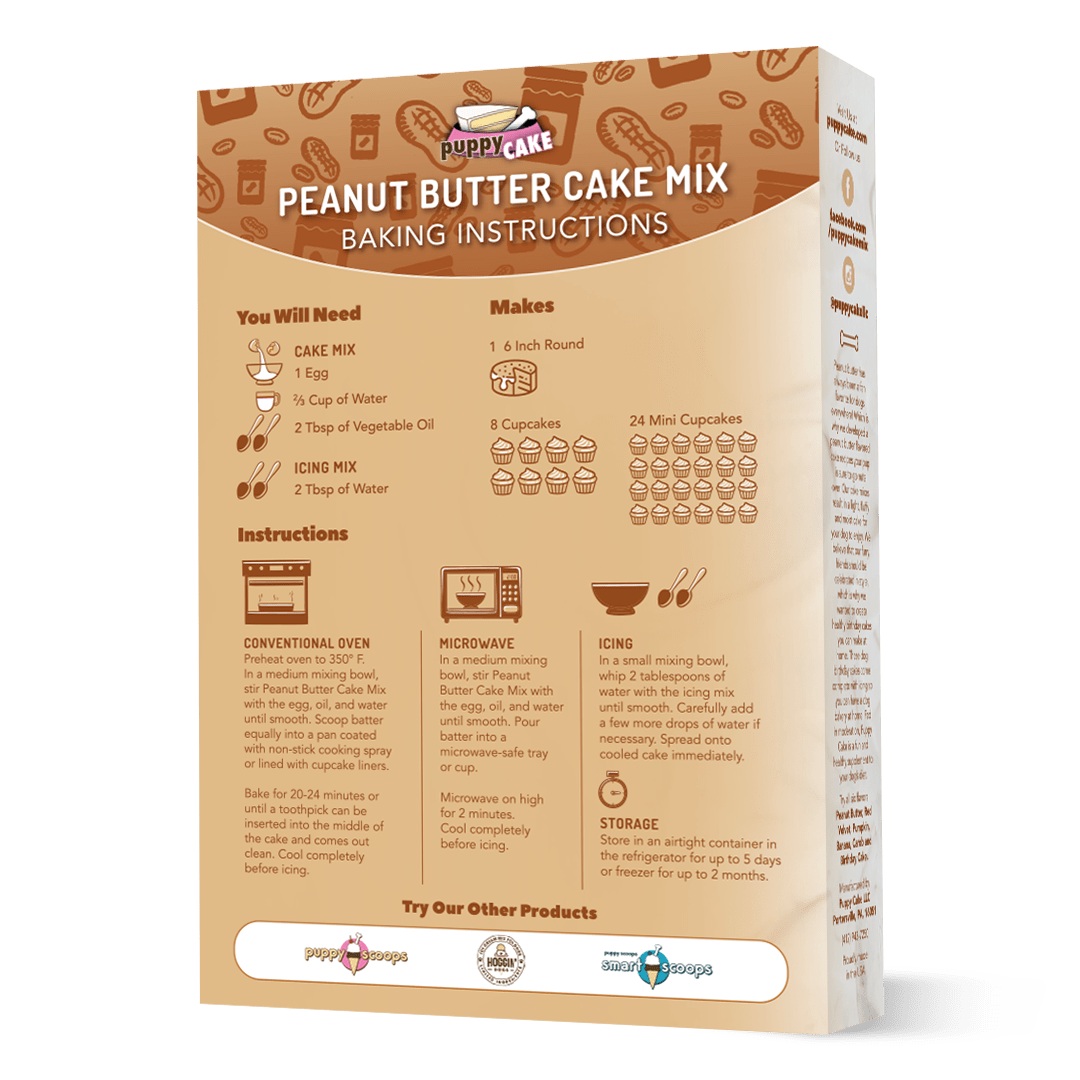 Puppy Cake Peanut Butter Cake Mix 9-Oz, Dog Treat