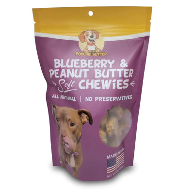 Poochie Butter Blueberry And PB Chewies 8-Oz, Dog Treat