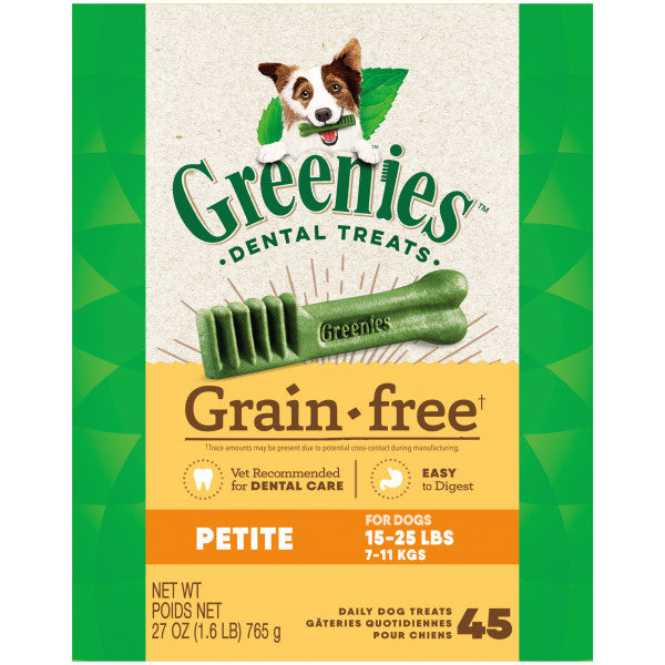 GREENIES Grain Free Natural Dog Dental Care Chews Oral Health Dog Treats, 27-oz Petite