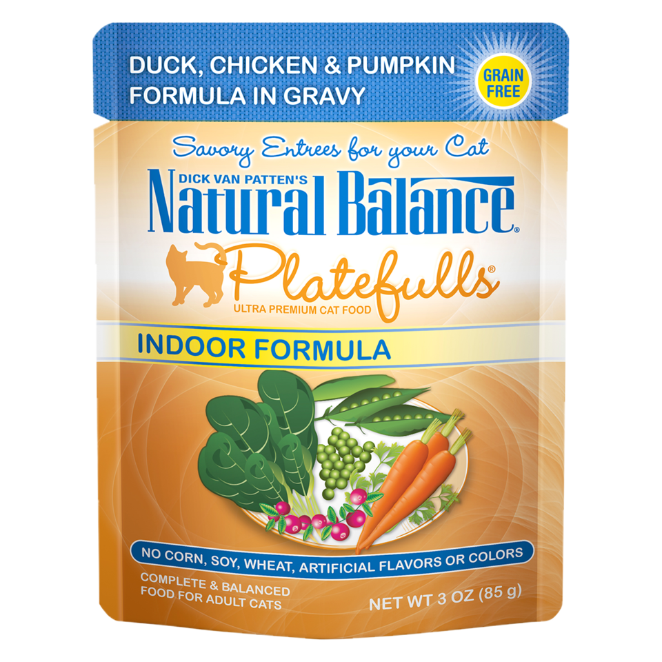 Natural Balance® Natural Balance® Platefulls® Indoor Duck, Chicken & Pumpkin Formula in Gravy, Wet Cat Food, 3-oz Case of 24