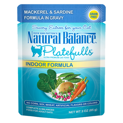 Natural Balance® Natural Balance® Platefulls® Indoor Mackerel & Sardine Formula in Gravy, Wet Cat Food, 3-oz Case of 24