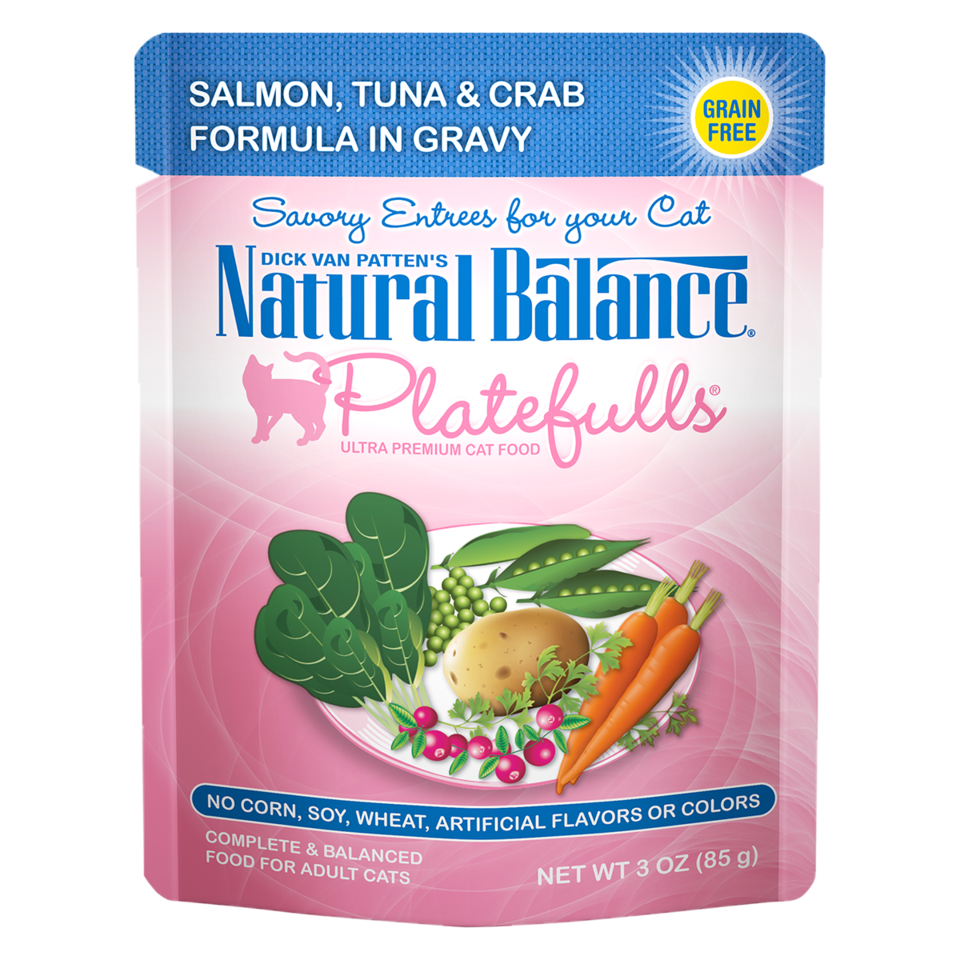 Natural Balance® Natural Balance® Platefulls® Salmon, Tuna, & Crab Formula in Gravy, Wet Cat Food, 3-oz Case of 24