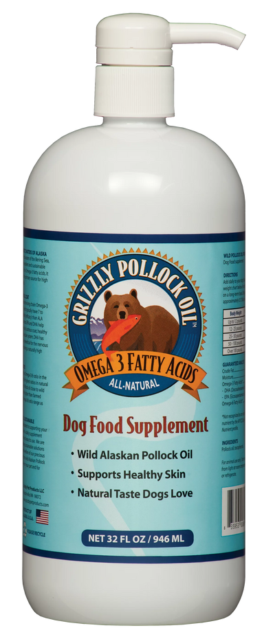 Grizzly Pet Products Pollock Oil For Dogs And Cats, 32-oz Bottle