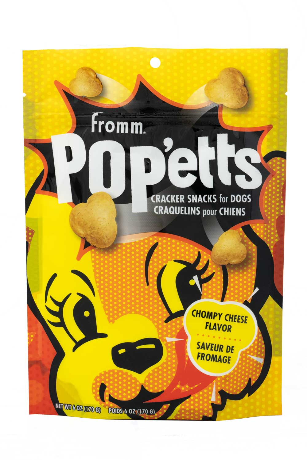 Fromm Pop'etts Cracker Snacks Chompy Cheese Recipe Dog Treats, 6-oz Bag