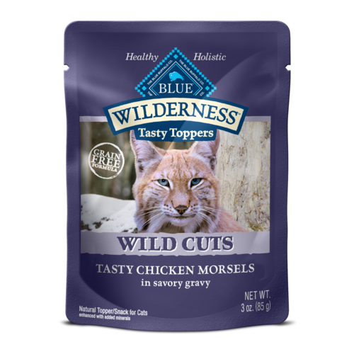 Blue Buffalo Wilderness High Protein Grain Free, Natural Wild Cuts Adult Wet Cat Food Pouch, Chicken, 3-oz Case of 24