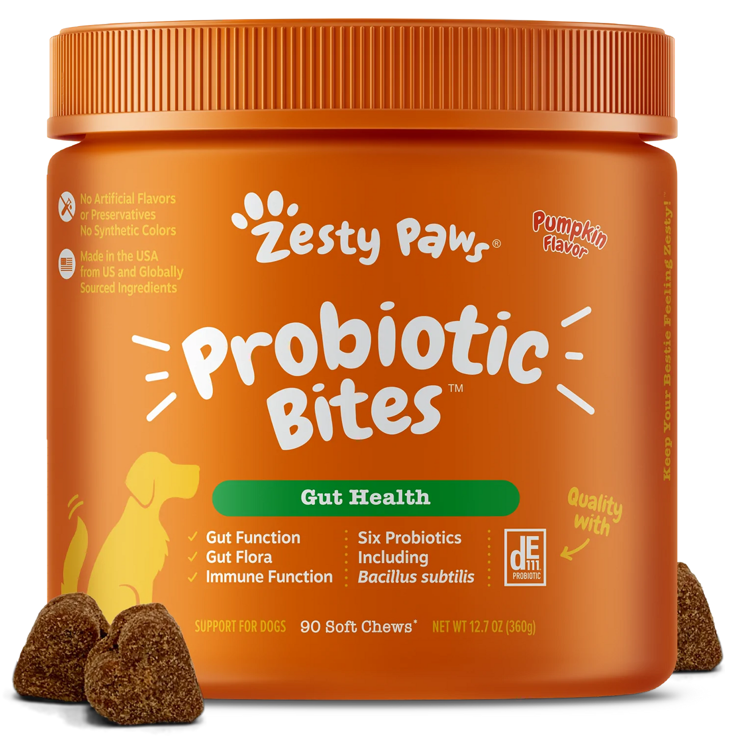 Zesty Paws Probiotic Bites Soft Chews, Functional Dog Supplement, 90-Count