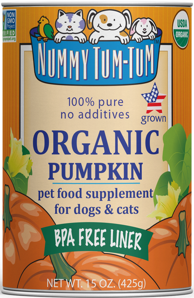 Nummy Tum-Tum Organic Pumpkin Supplement For Dogs And Cats, 15-oz Can