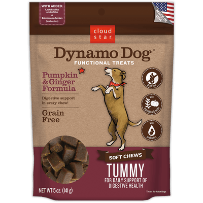 Cloud Star Dynamo Dog Functional Soft Chews Tummy Pumpkin & Ginger Recipe 14-oz, Dog Treat