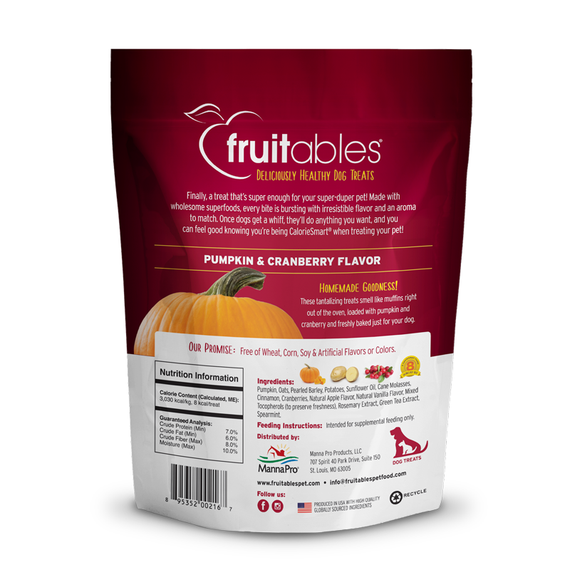 Fruitables Baked Pumpkin & Cranberry 7-oz, Dog Treat