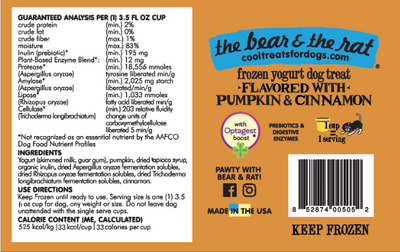 The Bear And The Rat Frozen Yogurt For Dogs And Cats, Real Pumpkin Recipe, 4-pk