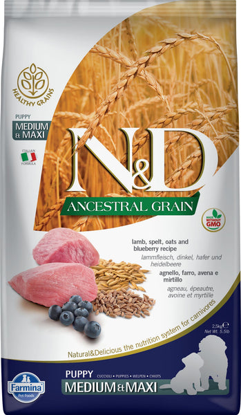 Farmina N D Ancestral Grain Lamb Blueberry Puppy Maxi Dry Dog Food Anaheim Feed Pet Supply