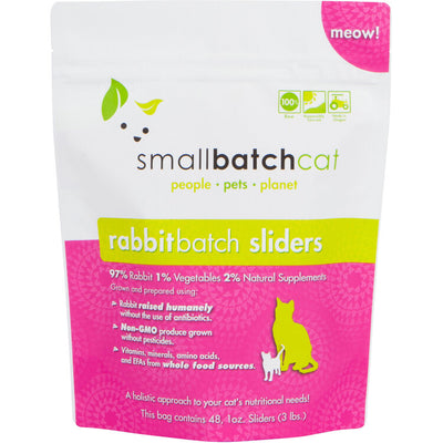 Smallbatch Frozen Raw Cat Food, Rabbitbatch Sliders, 3-lb Bag