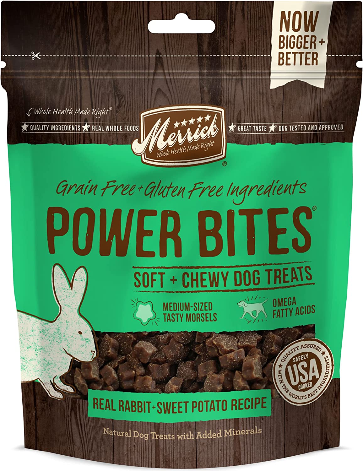 Merrick Power Bites Real Rabbit & Sweet Potato Recipe 6-oz, Dog Treat