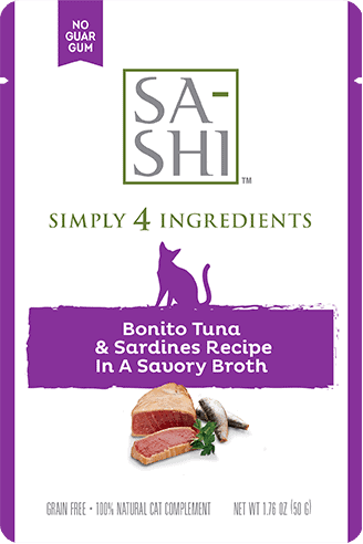 SA-SHI by RAWZ® Bonito Tuna and Sardines Recipe in Savory Broth 1.76-oz, Wet Cat Food Topper