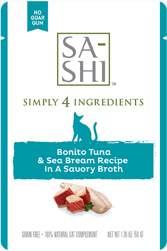 SA-SHI by RAWZ® Bonito Tuna and Sea Bream Recipe in Savory Broth 1.76-oz, Wet Cat Food Topper