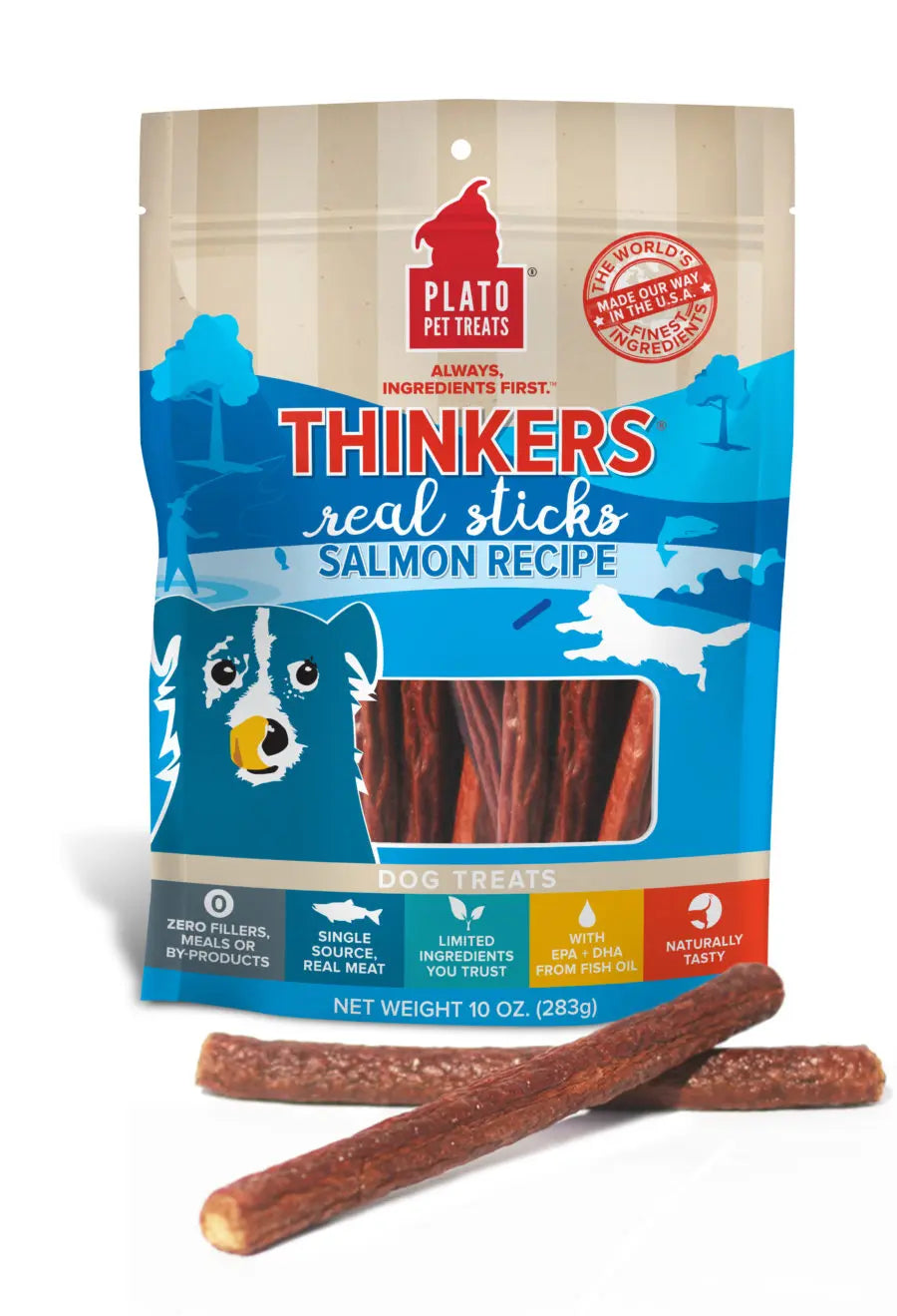 Plato Thinkers Meat Stick Dog Treats, Salmon Recipe