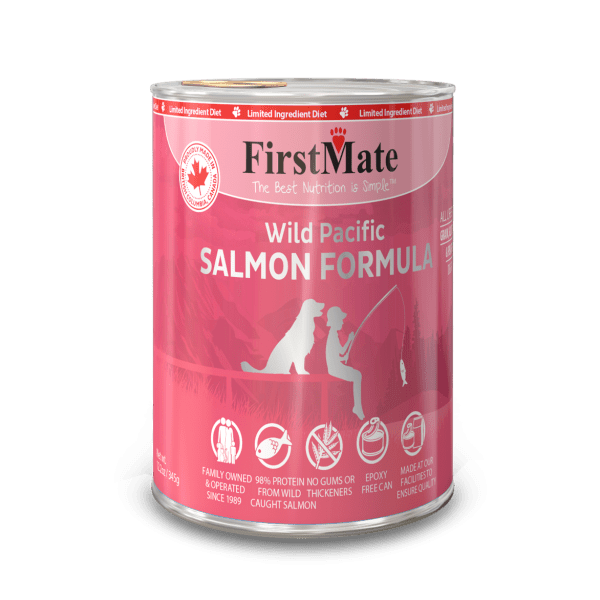 FirstMate Limited Ingredient – Wild Salmon Wet Dog Food, Case of 12, 12.2-oz Cans