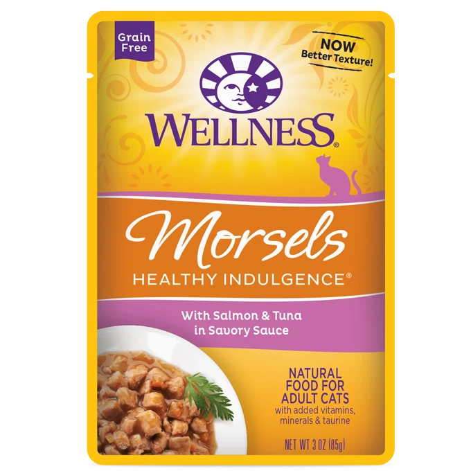 Wellness Healthy Indulgence Morsels With Salmon and Tuna in Savory Sauce, 3-oz Wet Cat Food