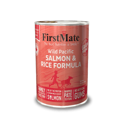 FirstMate Wild Pacific Salmon & Rice Wet Dog Food, Case of 12, 12.2-oz Cans