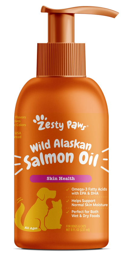 Zesty Paws Wild Alaskan Salmon Oil, Functional Dog & Cat Supplement, 8-oz Bottle