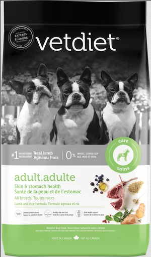Vetdiet Adult - Skin And Stomach Health Dry Dog Food, Lamb And Rice Recipe