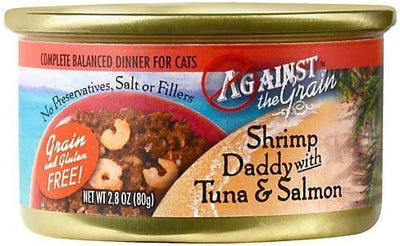 Against The Grain Shrimp Daddy With Tuna & Salmon 2.8-oz, Wet Cat Food, Case Of 12