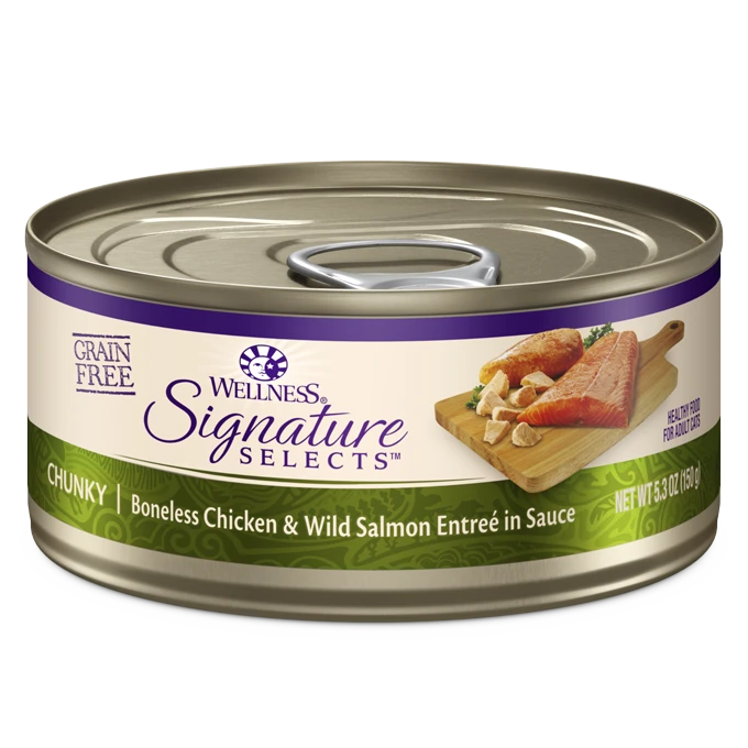 Wellness CORE Signature Selects Chunky Boneless Chicken and Wild Salmon Entrée in Sauce, Wet Cat Food