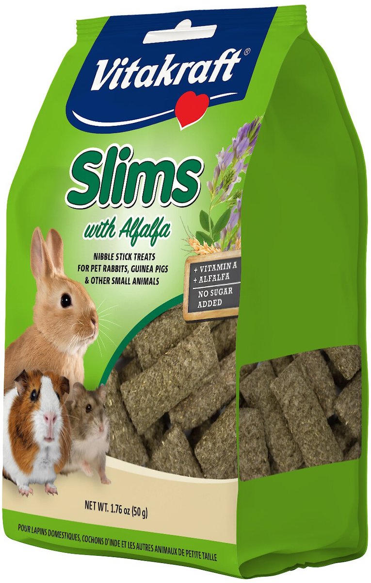Vitakraft Slims Alfalfa Hay Crispy Nibble Stick Small Animal Treats, 1.76-oz Bag