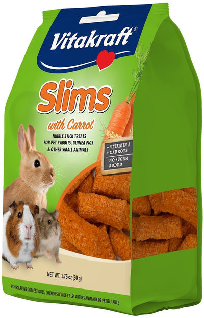 Vitakraft Slims Carrot Crispy Nibble Stick Small Animal Treats, 1.76-oz Bag