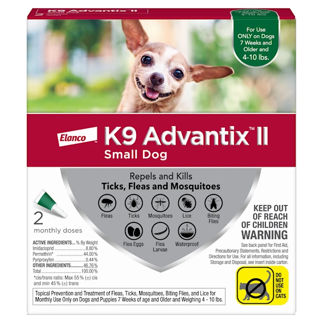 Advantix II - Elanco, Flea & Tick Treatment for Dogs 4 lbs to 10 lbs