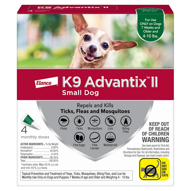 Advantix II - Elanco, Flea & Tick Treatment for Dogs 4 lbs to 10 lbs