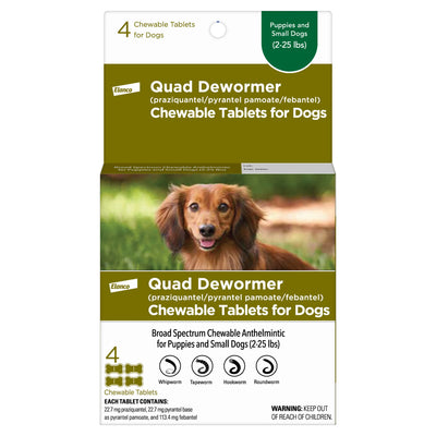 Elanco Chewable Quad Dewormer For Small Dogs, 4-Count