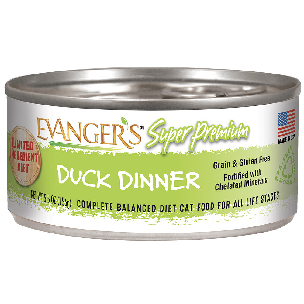 Evanger's Super Premium Duck Dinner, Wet Cat Food, 5.5-oz Case of 24