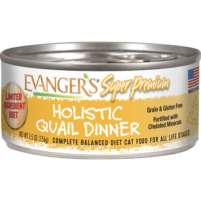 Evanger's Super Premium Holistic Quail Dinner, Wet Cat Food, 5.5-oz Case of 24