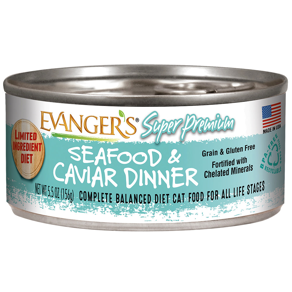 Evanger's Super Premium Seafood Caviar Dinner, Wet Cat Food, 5.5-oz Case of 24