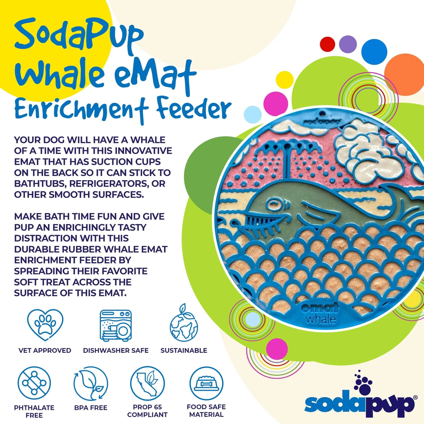 SodaPup Whale Emat Enrichment Lick Mat With Suction Cups For Dogs