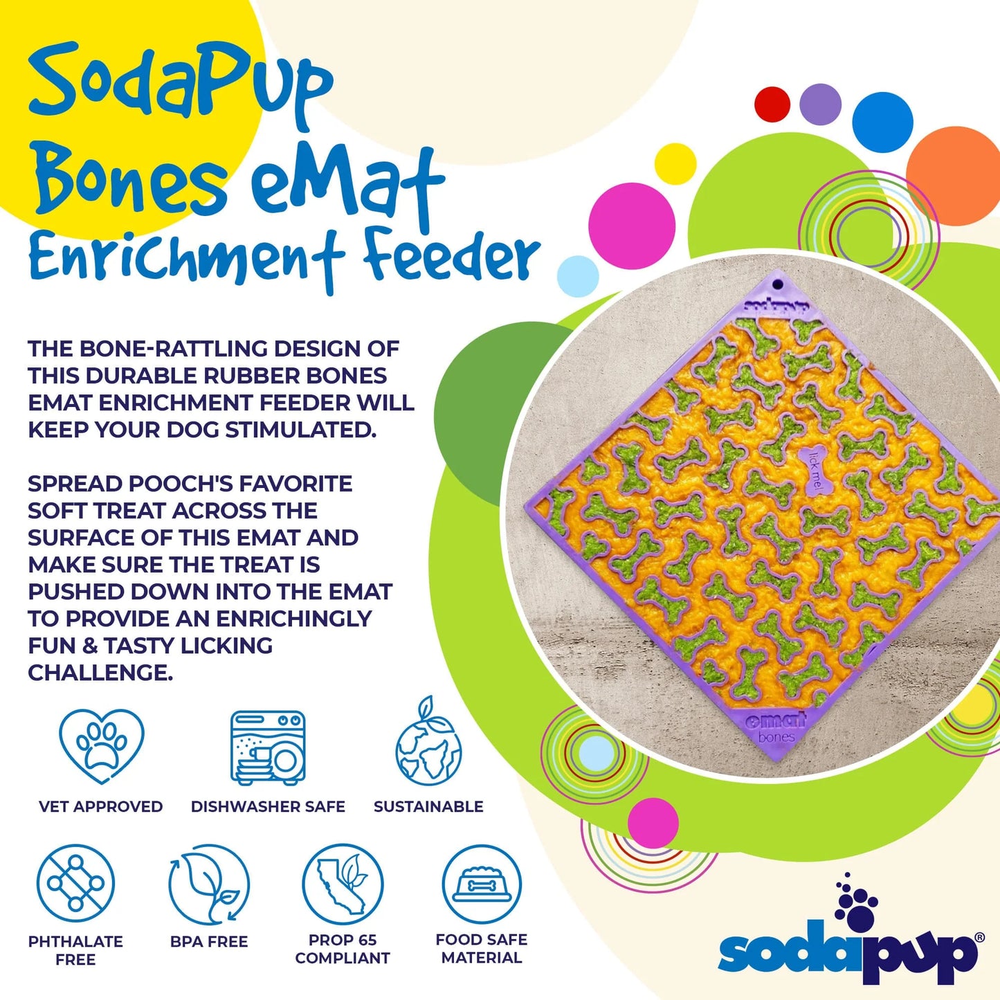 SodaPup Bones Emat Enrichment Lick Mat For Dogs