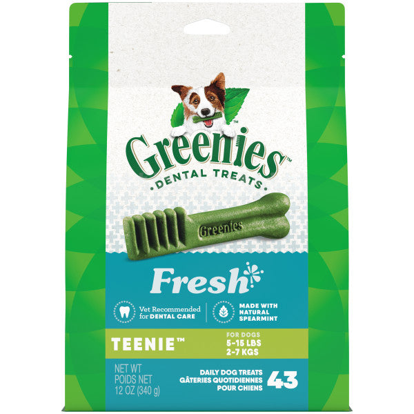 GREENIES Teenie Natural Dog Dental Care Chews Oral Health Dog Treats Fresh Flavor, 12-oz Pack