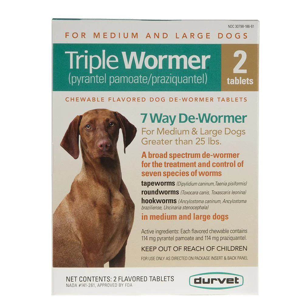 Durvet Triple Wormer For Medium/Large Dogs, 2-Tablets