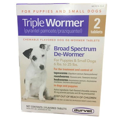 Durvet Triple Wormer For Puppies/Small Dogs, 2-Tablets