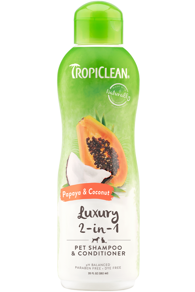Tropiclean Papaya And Coconut Luxury 2-in-1 Shampoo and Conditioner For Dogs And Cats, 20-oz