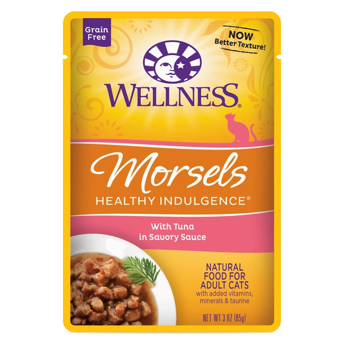 Wellness Healthy Indulgence Morsels With Tuna in Savory Sauce, 3-oz Wet Cat Food