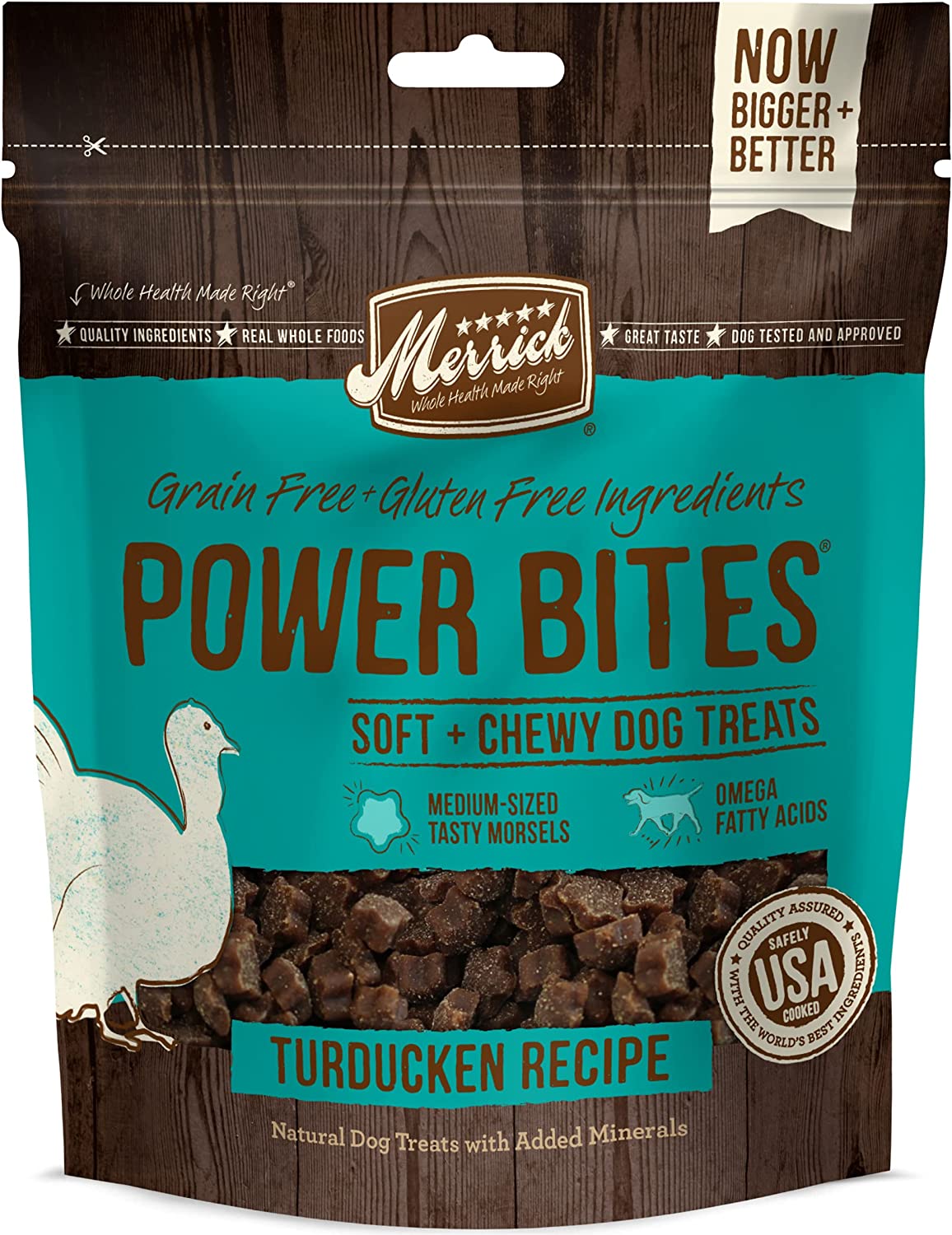 Merrick Power Bites Real Turducken Recipe 6-oz, Dog Treat