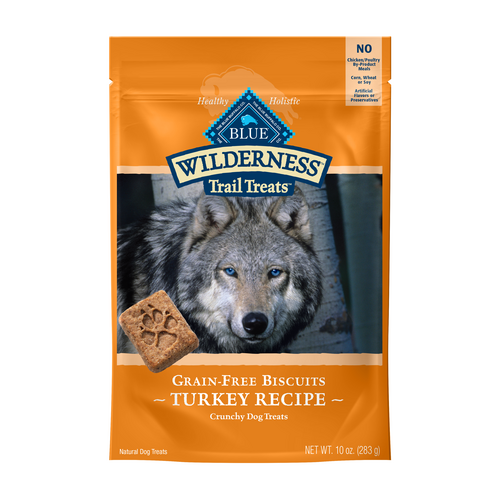 Blue Buffalo Wilderness Trail Treats High Protein Grain Free Crunchy Dog Treats Biscuits, Turkey Recipe