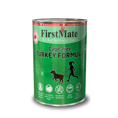 FirstMate Limited Ingredient – Cage Free Turkey Wet Dog Food, Case of 12, 12.2-oz Cans