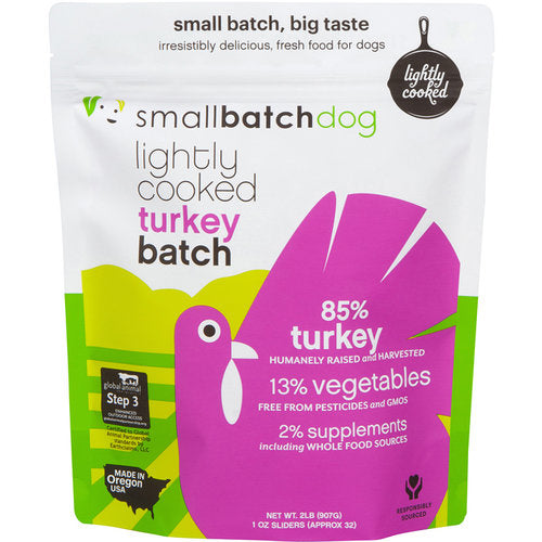 Smallbatch Lightly Cooked Frozen Dog Food, Turkeybatch Sliders