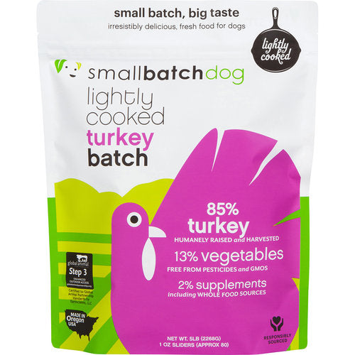 Smallbatch Lightly Cooked Frozen Dog Food, Turkeybatch Sliders