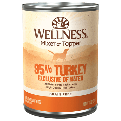 Wellness 95% Turkey Mixer or Topper, Wet Dog Food Topper, 13.2-oz Case fo 12